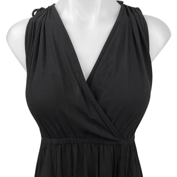 Asos Black Wrap V-Neck Sleeveless LBD Summer Beach Vavation Midi Maxi Dress Sz 4 - Picture 7 of 9